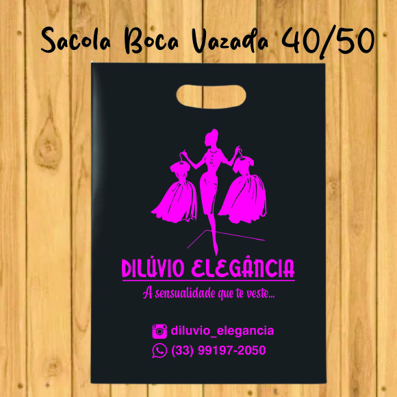 250 sacolas personalizada boca vazada 40/50