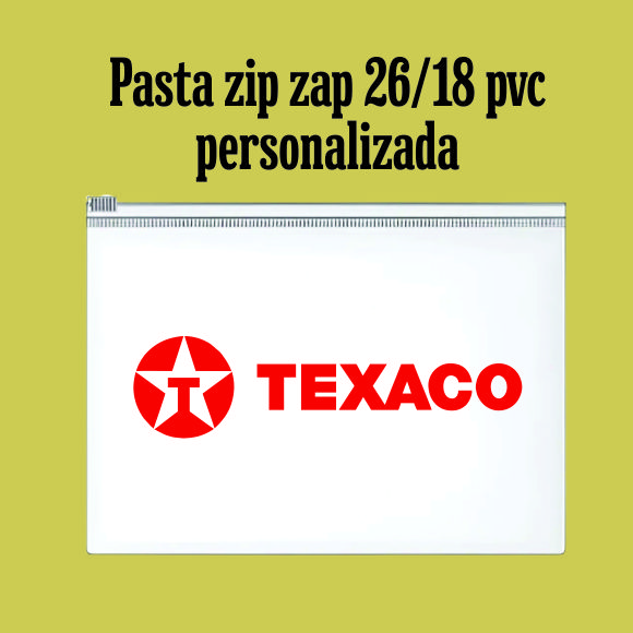 Pasta zip zap pvc personalizada 26/18