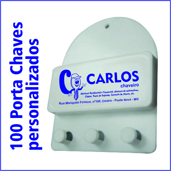 100 porta chaves personalizados pvc 10,5 x 8,5