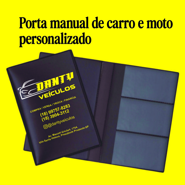 40 porta manual de carro e moto personalizado
