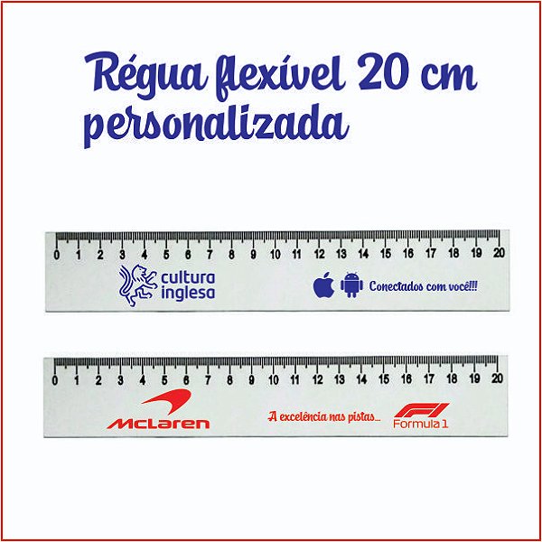 1000 régua flexível de 20cm branca personalizada