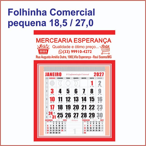 100 folhinha comercial pequena personalizada medida de 18,5/27