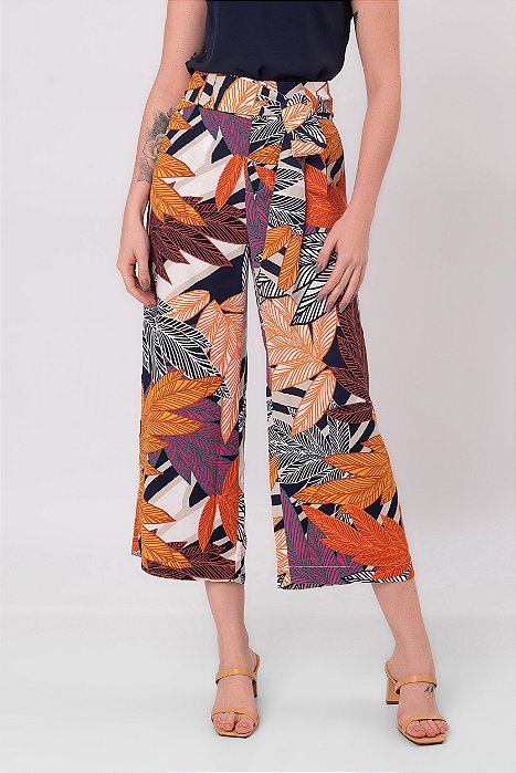 CALÇA PANTACOURT FOLHAGENS DAMASCO
