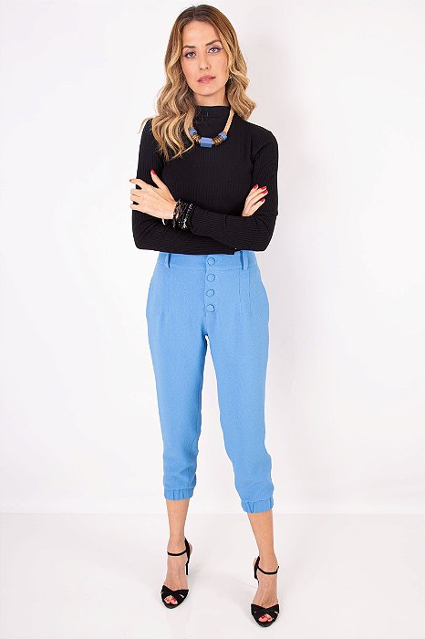 CALÇA CAROL CREPE LIGHT BLUE