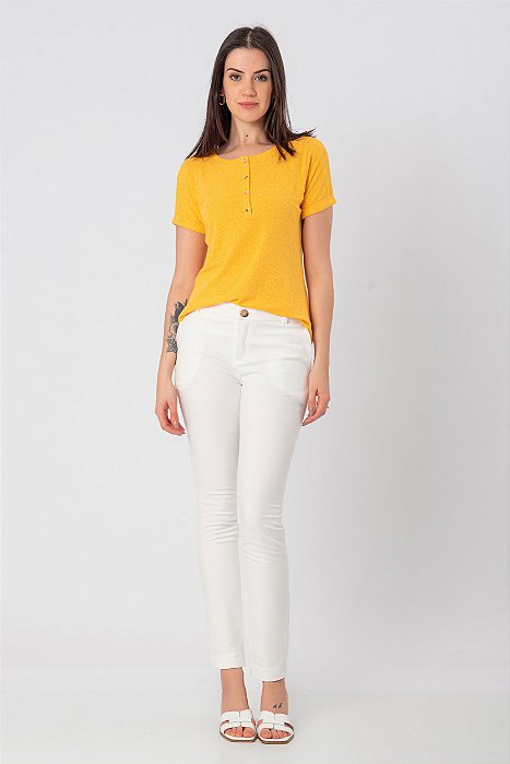 T-SHIRT SÔNIA BOTÕES MANGO SORBET