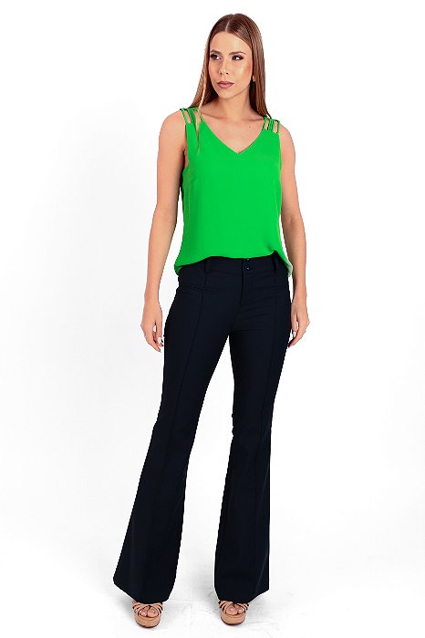CALÇA FLARE SARJA GABRIELA - MARINHO