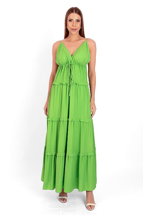 VESTIDO LONGO VISCOSE LIME FRESH MALU