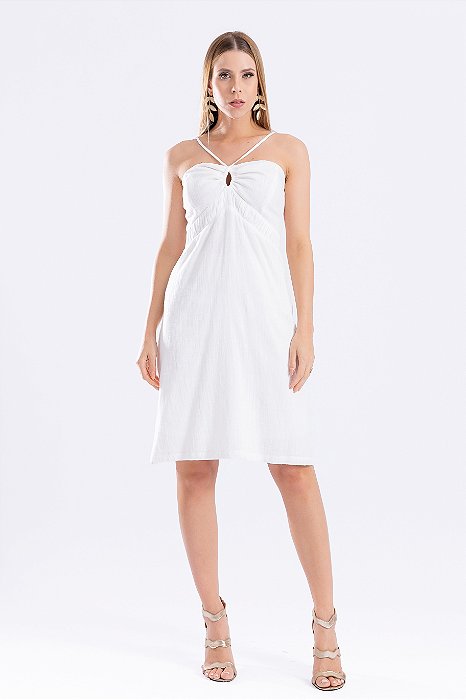 VESTIDO CURTO VISCOSE OFF WHITE FLORA