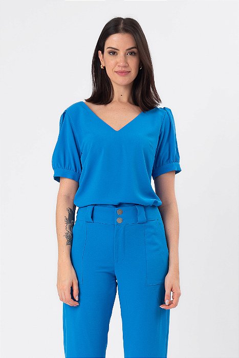 BLUSA CREPE SUPER BLUE DOMINIQUE