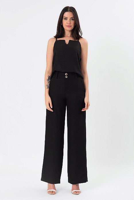 CALÇA RETA RUSTIC CREPE PRETO ELIANA
