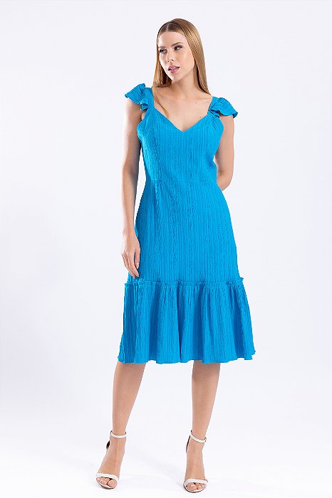 VESTIDO CREPE AZUL DANY