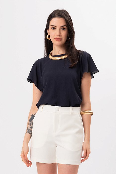 BLUSA CREPE AZUL MARINHO THAÍS