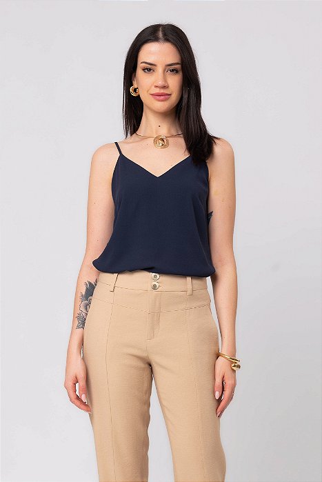 REGATA CREPE AZUL MARINHO LARISSA ESSENTIAL