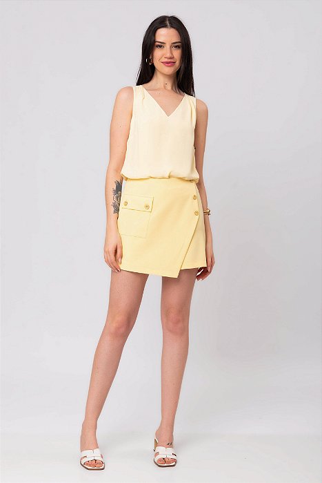 SHORT SAIA CREPE BUTTER YELLOW LAURA