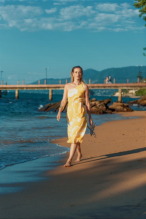 VESTIDO SOLAR AMARELO ESTAMPADO