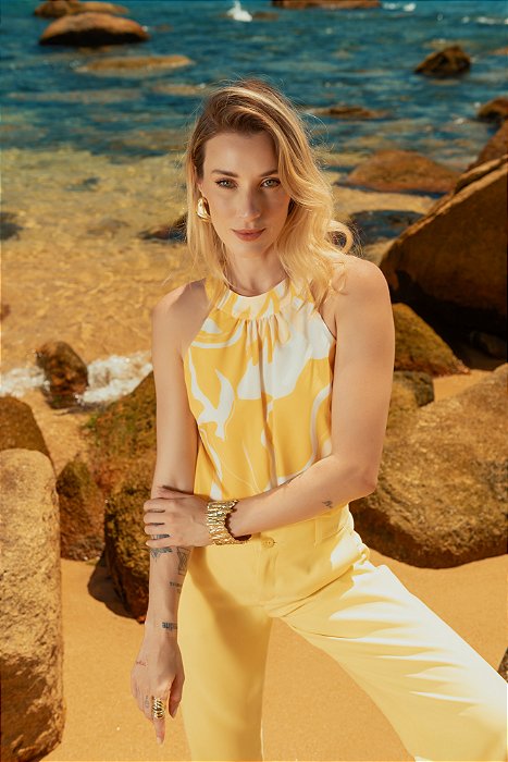 REGATA SOLAR AMARELO ESTAMPADO