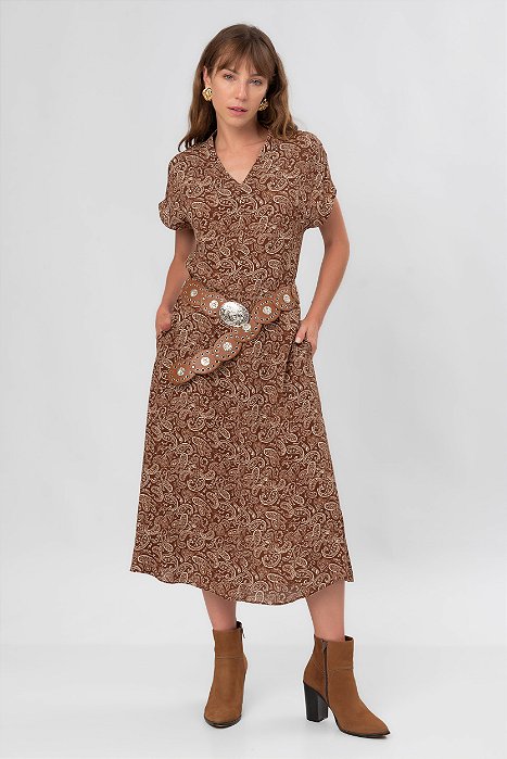 VESTIDO ESTAMPADO PAISLEY MOCHA MOUSSE