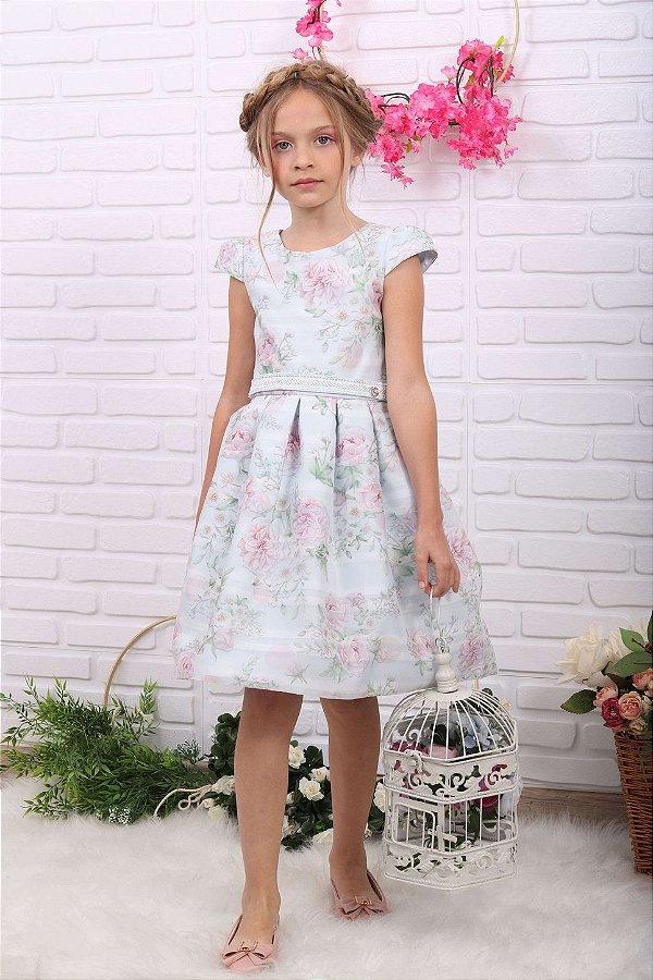 Vestido de festa infantil Petit Cherie jardim encantado floral