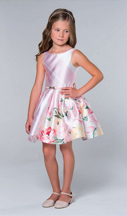 vestido de festa rosa claro infantil