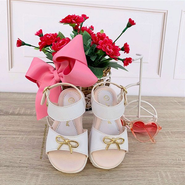 sandalia branca e dourada com lacinho xua xua - Amor Perfeito Kids e Teens  moda infantil e tumblr teen