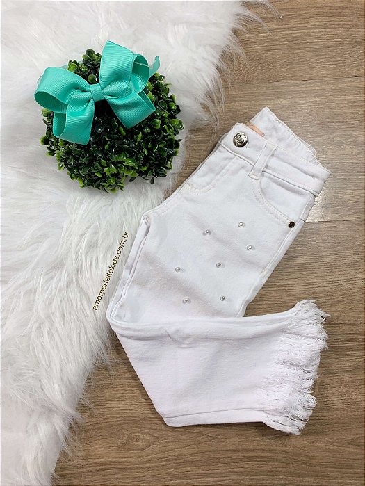 calça sarja branca infantil