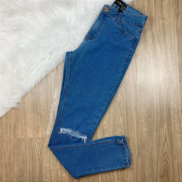 Calça Jeans Feminina Cintura Alta Rasgadinha Infantil Calca Jeans Teen Skinny Rasgada No Joelho Cintura Alta Lady Rock Amor Perfeito Kids E Teens Moda Infantil E Tumblr Teen