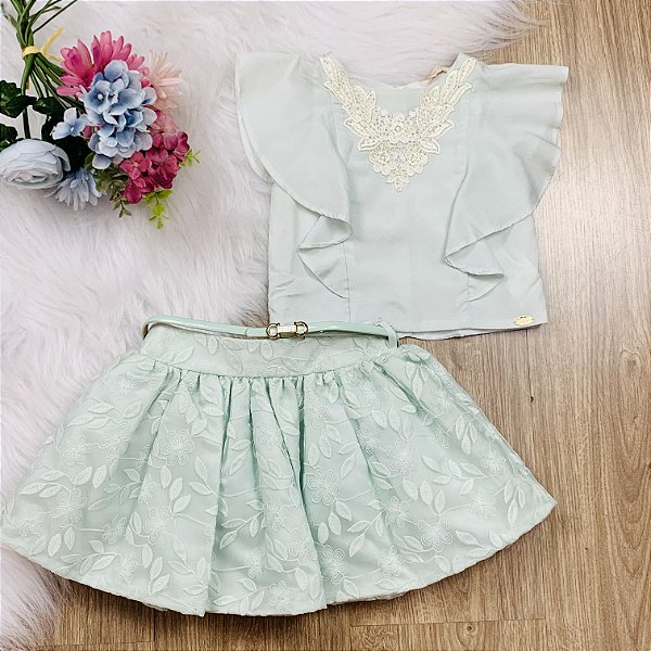 conjunto saia e blusa petit cherie