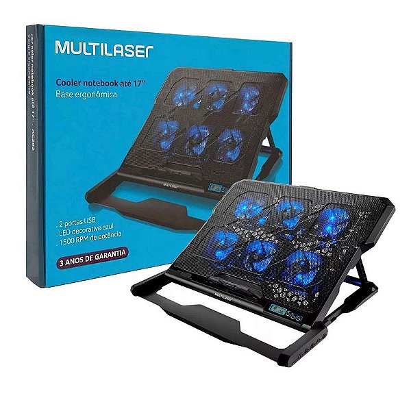 Base Notebook Gamer 17" Mult Hexa 6 Coolers Ajuste de altura