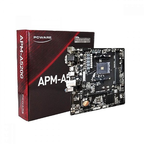 Placa Mae PcWare APM-A520G BOX (AM4/DDR4/DVI-D/HDMI/VGA/M.2/USB 3.2)
