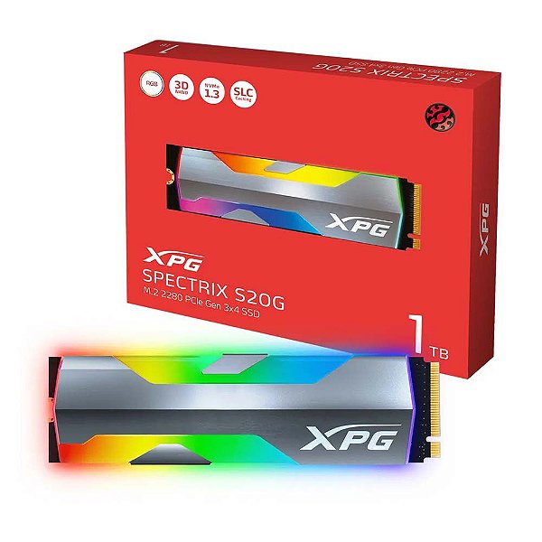 SSD M.2 Adata XPG Spectrix RGB S20G 1TB PCI-E GEN 3 2500MB/s
