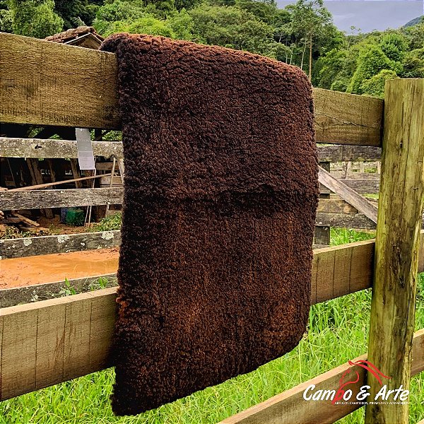 Pelego Marrom Escuro Lã Socada Forrado