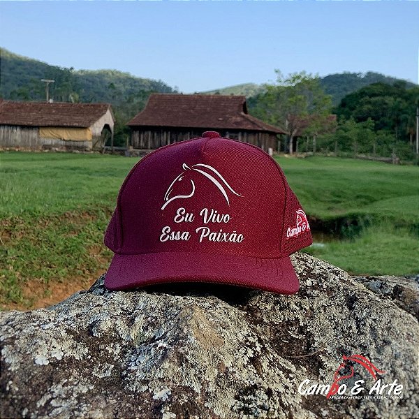 Boné Trucker Paixão Bordô - Campo & Arte
