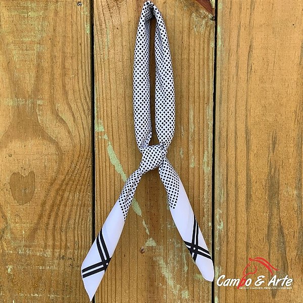 Lenço Carijó Branco e Preto c/ Detalhes
