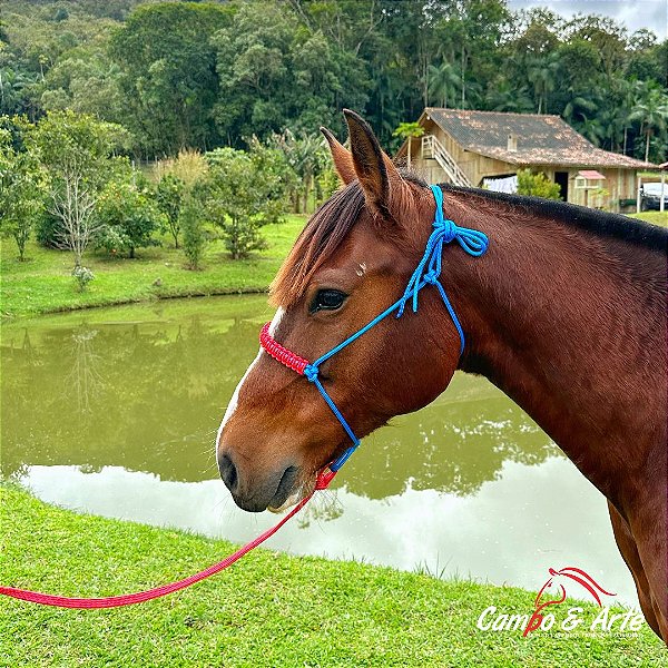 Cabresto 7 Nós Azul cb Chato Vermelho