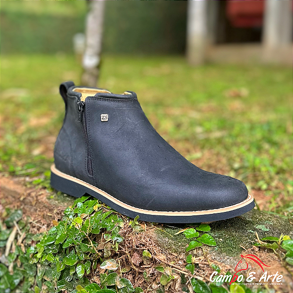 Botina Casual c/ Ziper Preto - Zebu