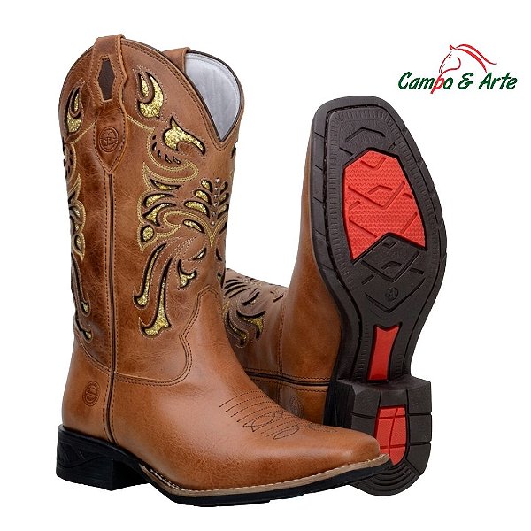 Bota Feminina Média Detalhe Brilho Country