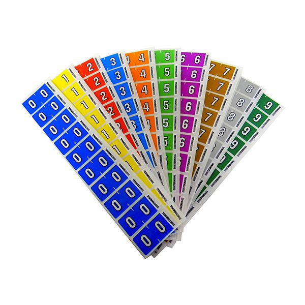 Etiqueta adesiva dígito-terminal 42 x 20mm, dígito 0 a 9 - 1000 un