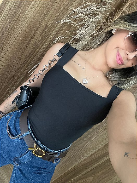 Body Alça Grossa Preto