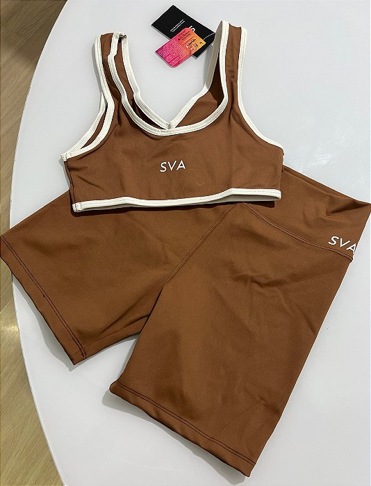 Conjunto Short SVA Sport Marrom COLEÇÃO NOVA
