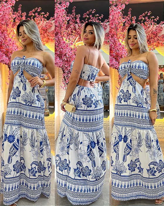 Vestido Antonela Estampa Azul