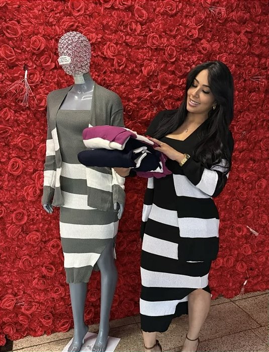 Conjunto Vestido + Quimono Preto