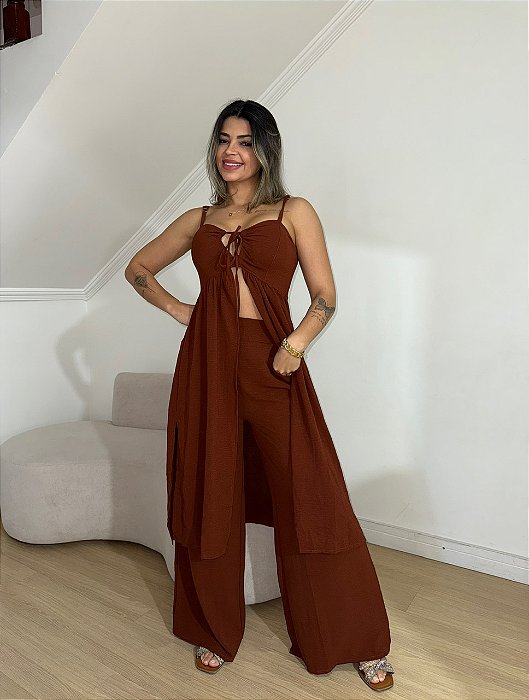Conjunto Mercy Longo Marrom