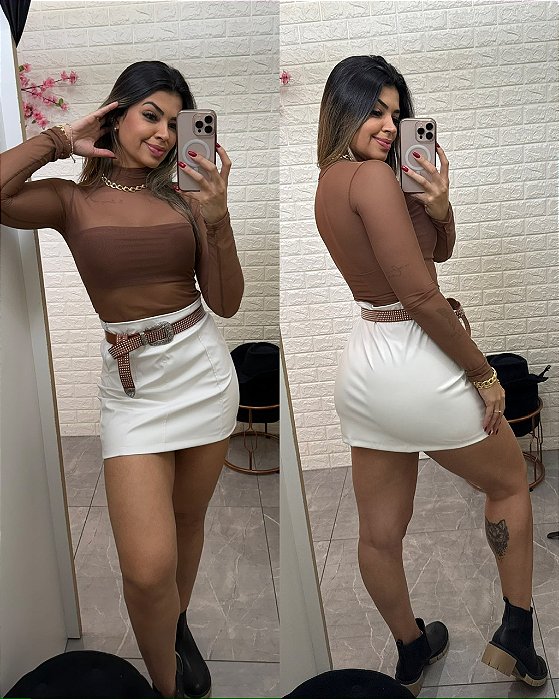 Saia Branca Zíper