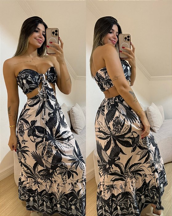 Vestido Lily Estampa Preta