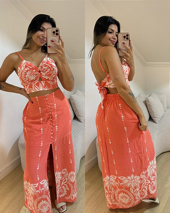 Conjunto Jady Pêssego Estampa