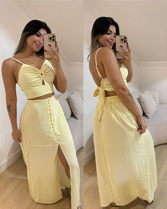 Conjunto Jady Listras Amarelo