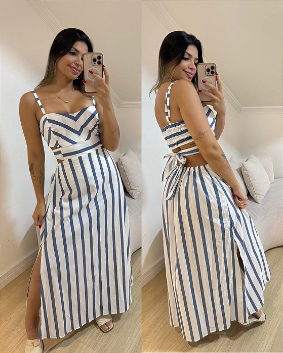 Vestido Katy Listrado Azul