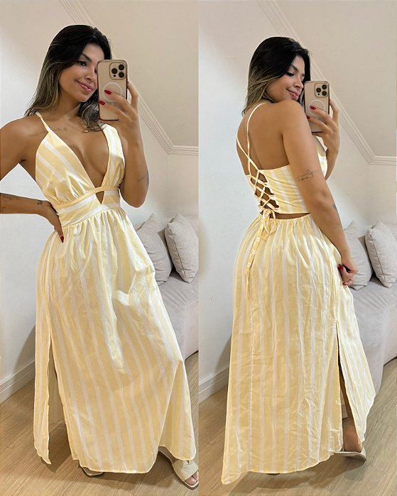 Vestido Listras Amarelas