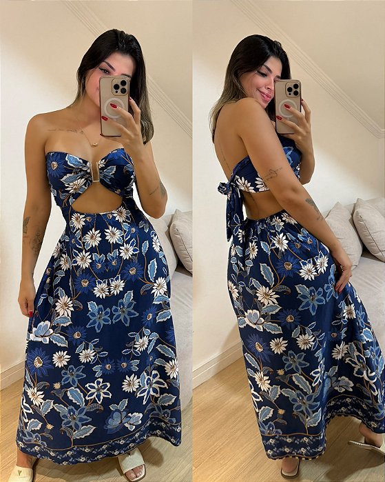 Vestido Amélia Azul Flores