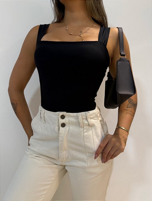 Body Cavado Alça Grossa